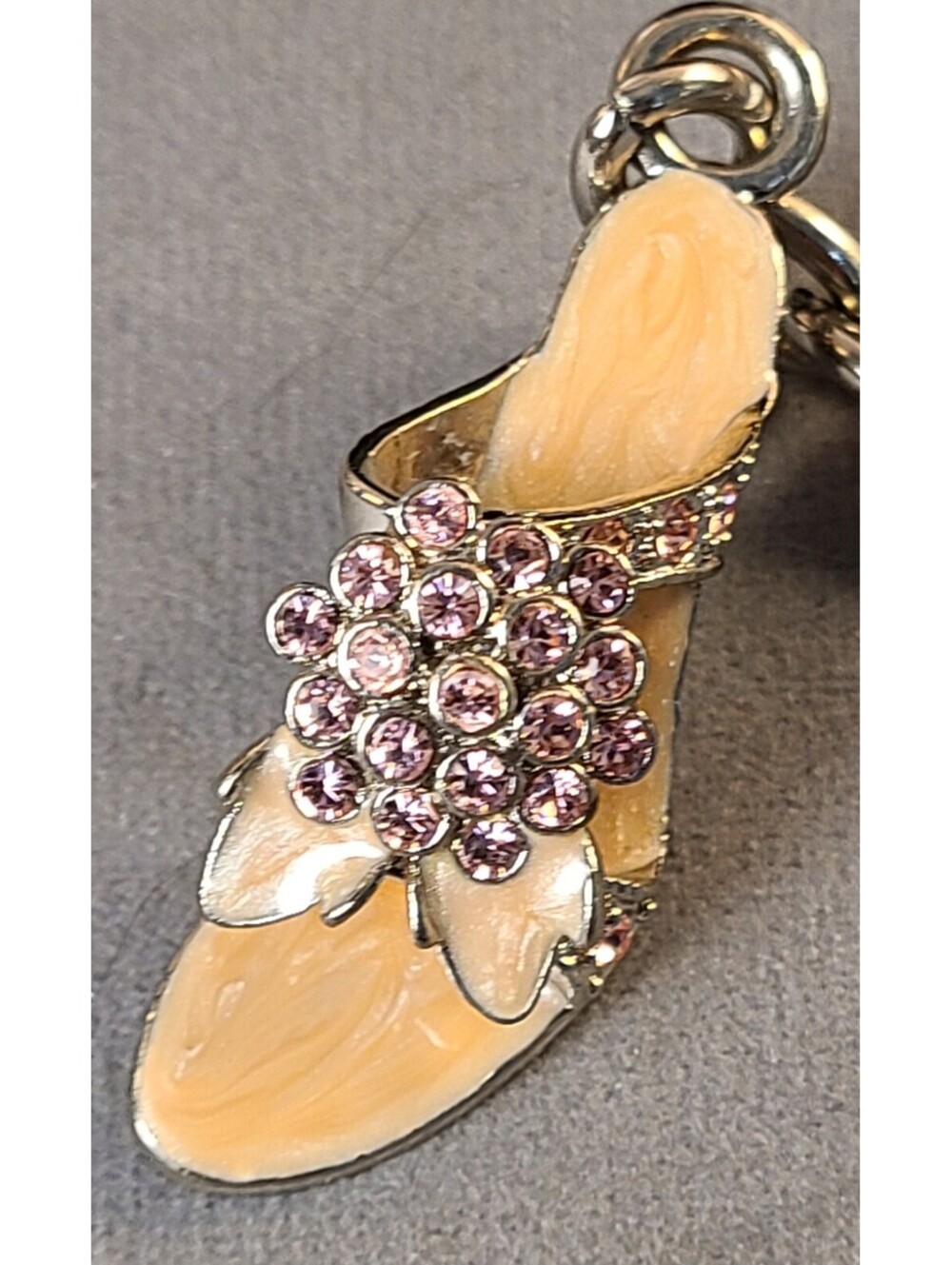 Beautiful Pink Bejeweled  Gold High Heel Shoe  Bling Keychain Butterfly Jewelry